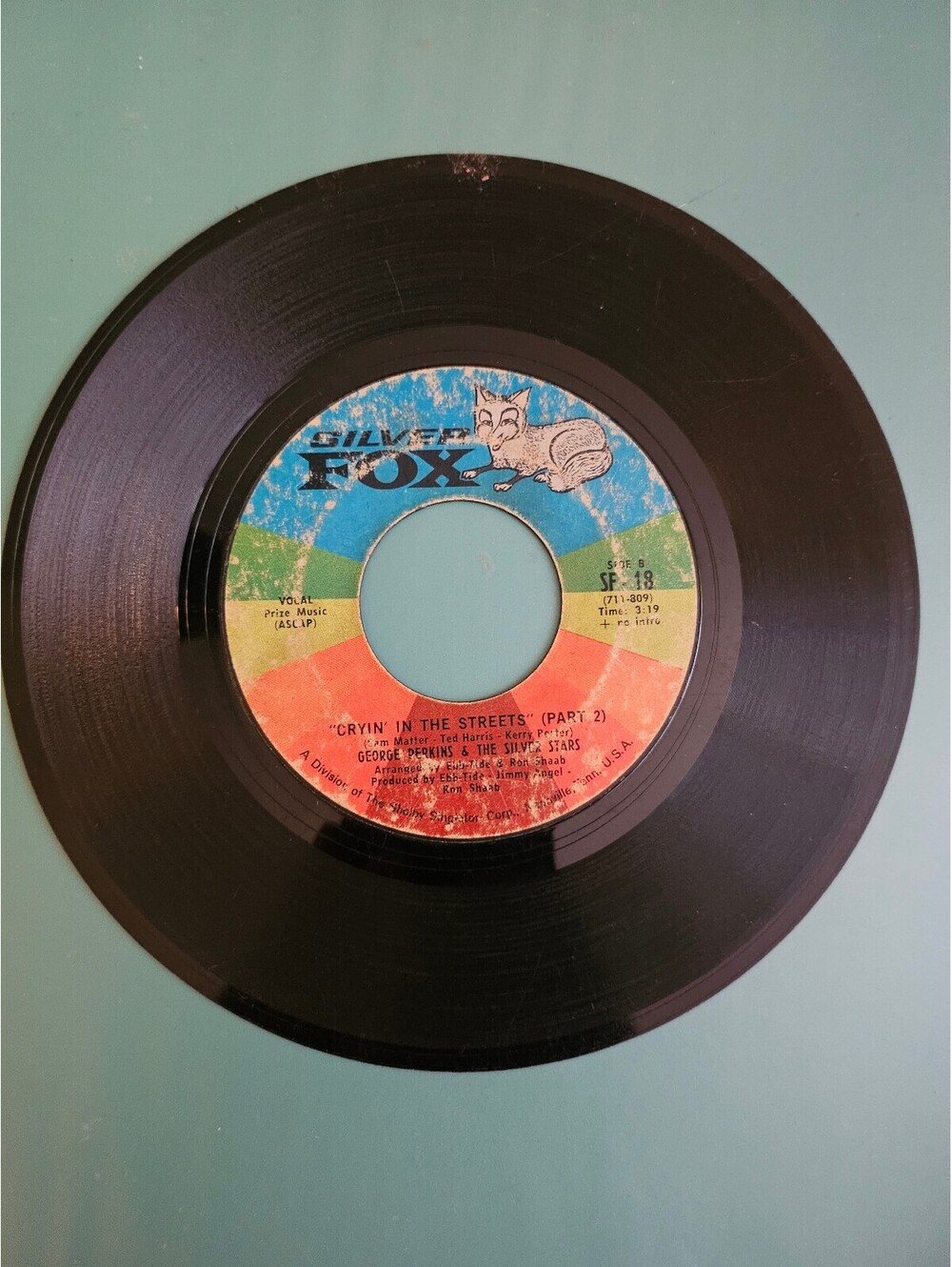George Perkins & The Silver Stars "Cryin' In The Streets (Part I & II) 45 RPM 7"